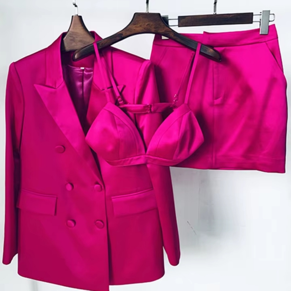 Pieces Set Slim blazer&Sexy V-neck Top &High Waist Pencil Skirt Suit Elegant Wo - Picture 6 of 9
